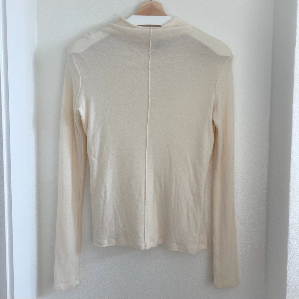 Maje Ivory Mock-Neck Fitted Sweater Top